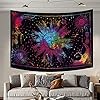THE ART BOX Arazzo colorato con costellazione del sole e della luna, 75 x 100 cm, decorativo, tintura a nodi, psichedelico, da appendere alla parete, per camera da letto estetica #1