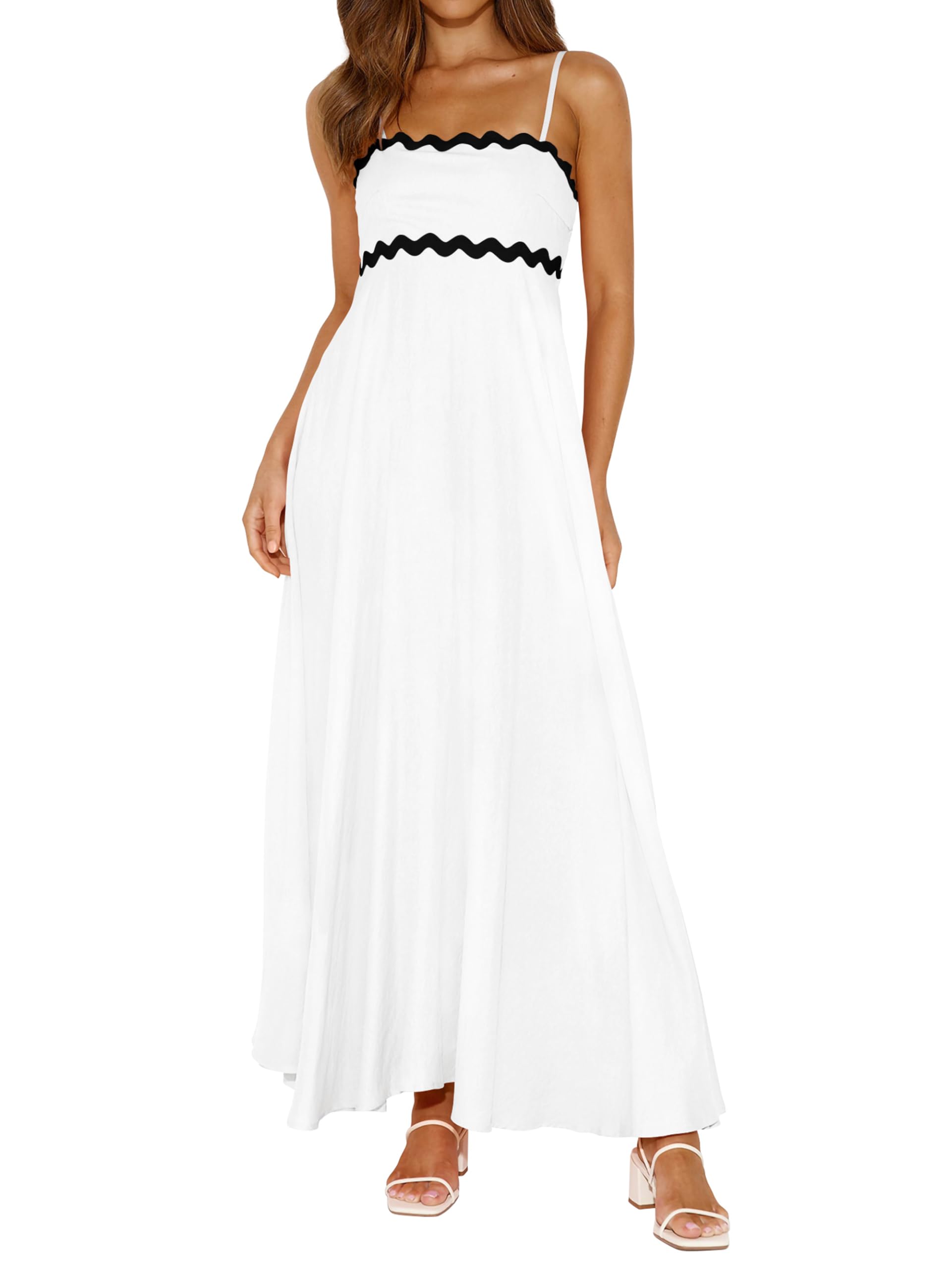 PRETTYGARDEN Womens Spaghetti Strap Maxi Dresses 2026 Summer Casual Sleeveless Smocked Boho A Line Long Flowy Beach Sundress