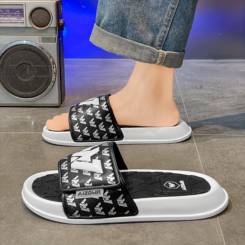 Streetwear Essential, Summer 2024 Trendy Men's Slides - Casual & Stylish, Non-Slip Sole, EVA Material, Perfect for Casual Attire2