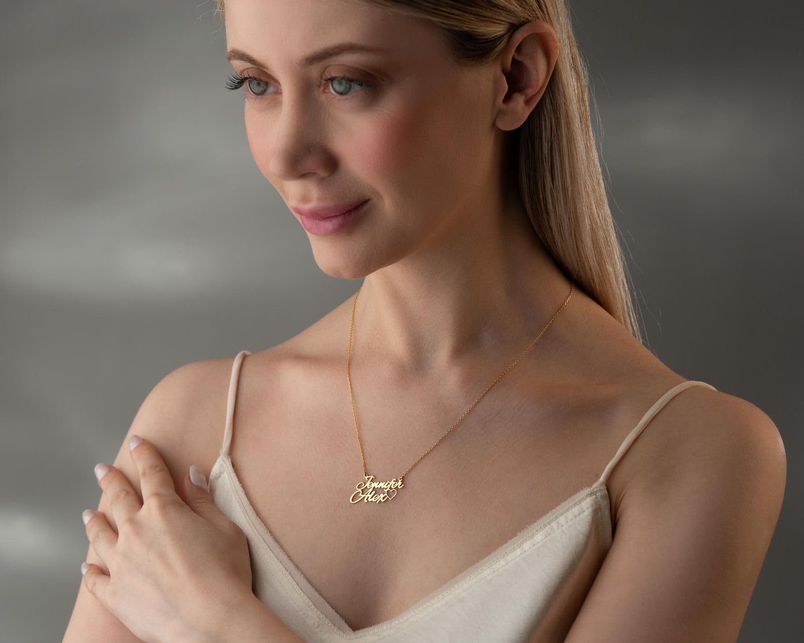 Argento sterling 925 coppia nome collana doppio nome cuore pendente gioielli per matrimonio