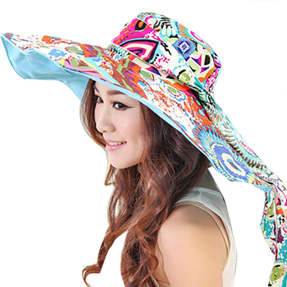 SIQITECH Sombrero de sol para mujer, gran borde, sombrero de sol, playa, sombrero de verano UPF 50+ anti-UV protección solar, gorra visera Capeline plegable, 56-58gable, 56-58