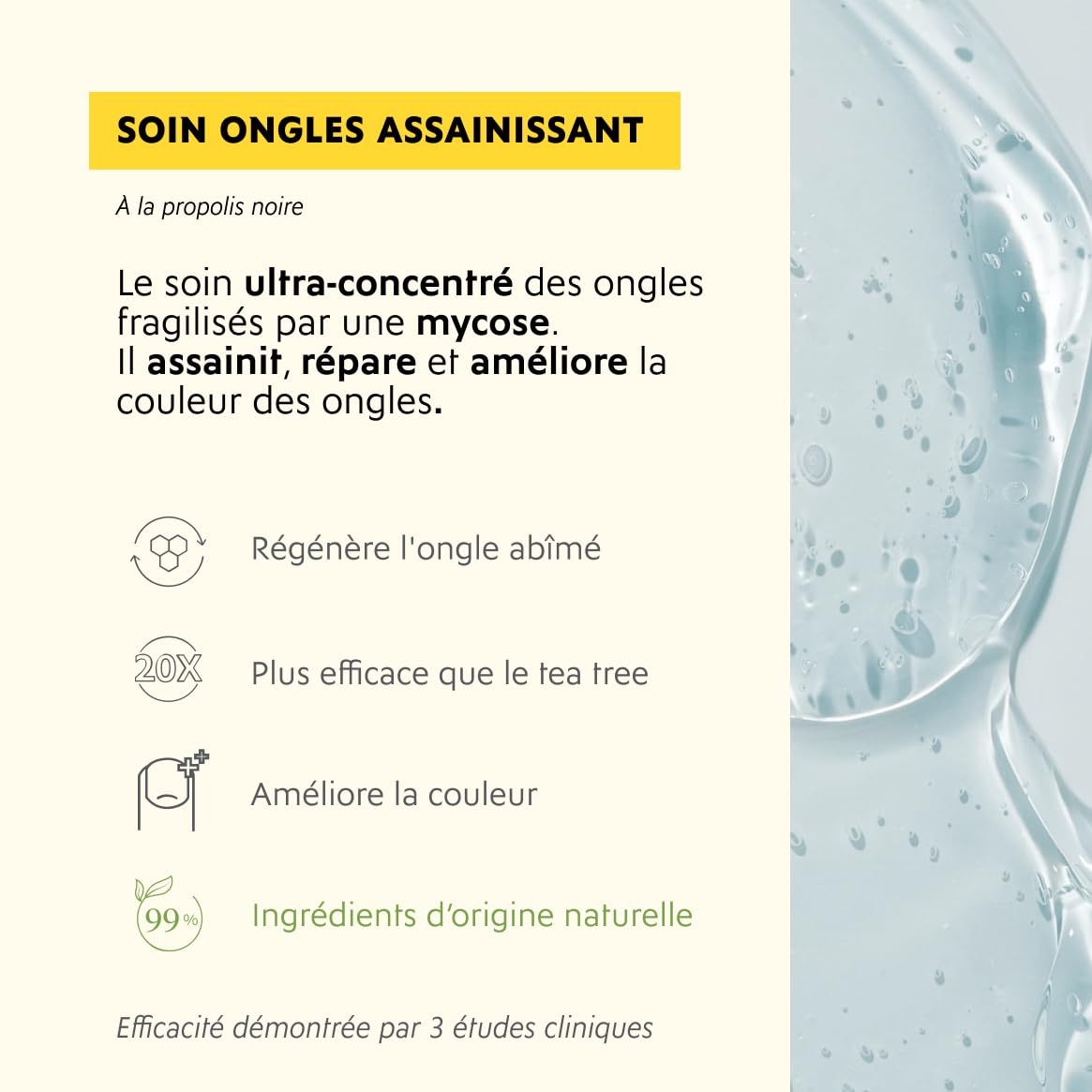 Alvadiem | Soin Ongles Assainissant Réparateur Ongles Jaunis Abîmés | Purifie, Renforce et Restaure la Couleur | Propolis Noire des Cévennes, Terpinéol | Fabriqué en France, 99% Naturel | 10 ml