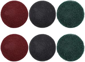 Lot de 6 chiffons de nettoyage pour perceuse électrique, tampons à récurer industriels en nylon de 125 mm pour enlever la rouille et le polissage, vert, rouge, gris