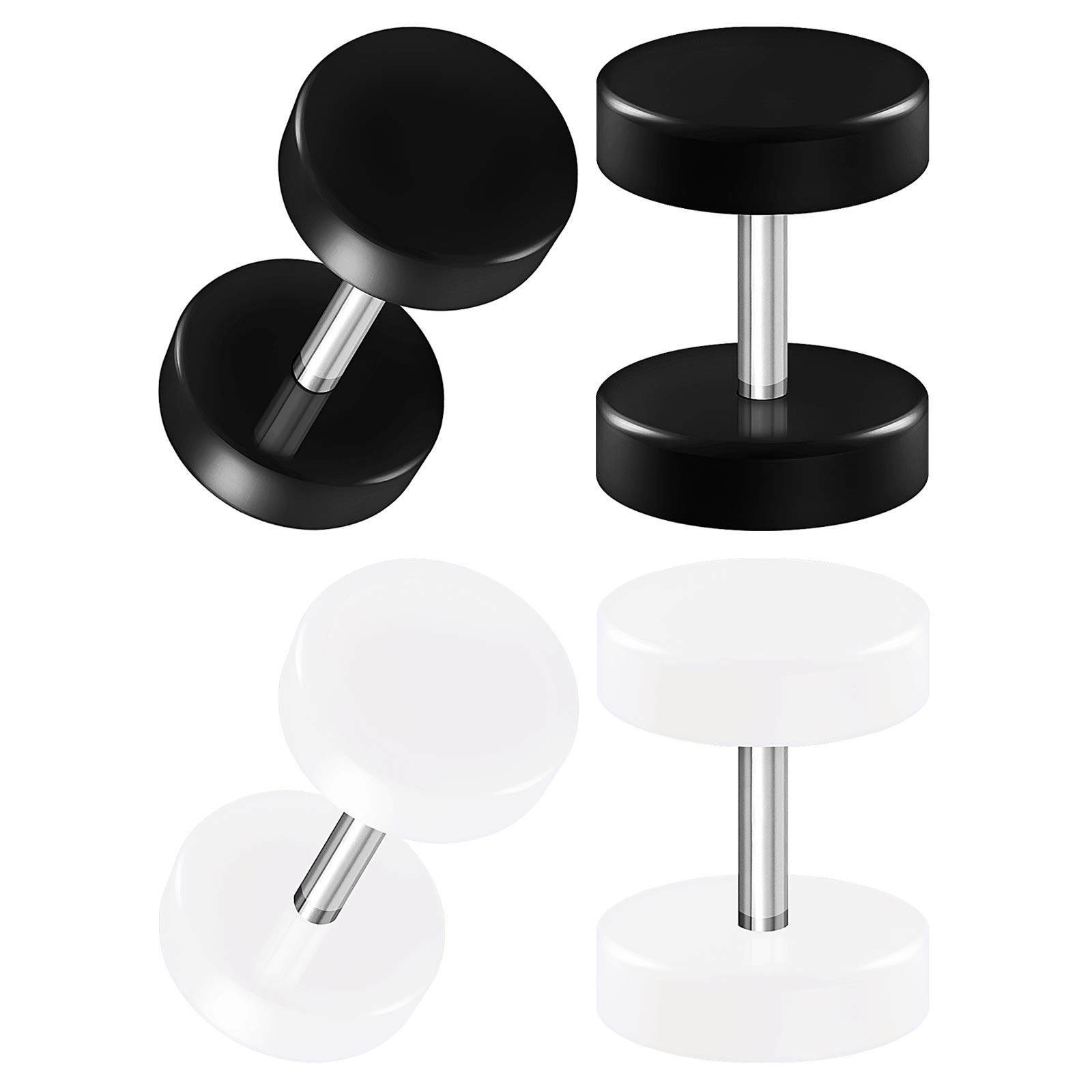 BIG GAUGES2 Pairs Acrylic 16g Gauge 1.2mm 8mm Black White Fake Plugs O-Rings Piercing Jewelry Illusion Ear Cheater Earring Lobe BG2923