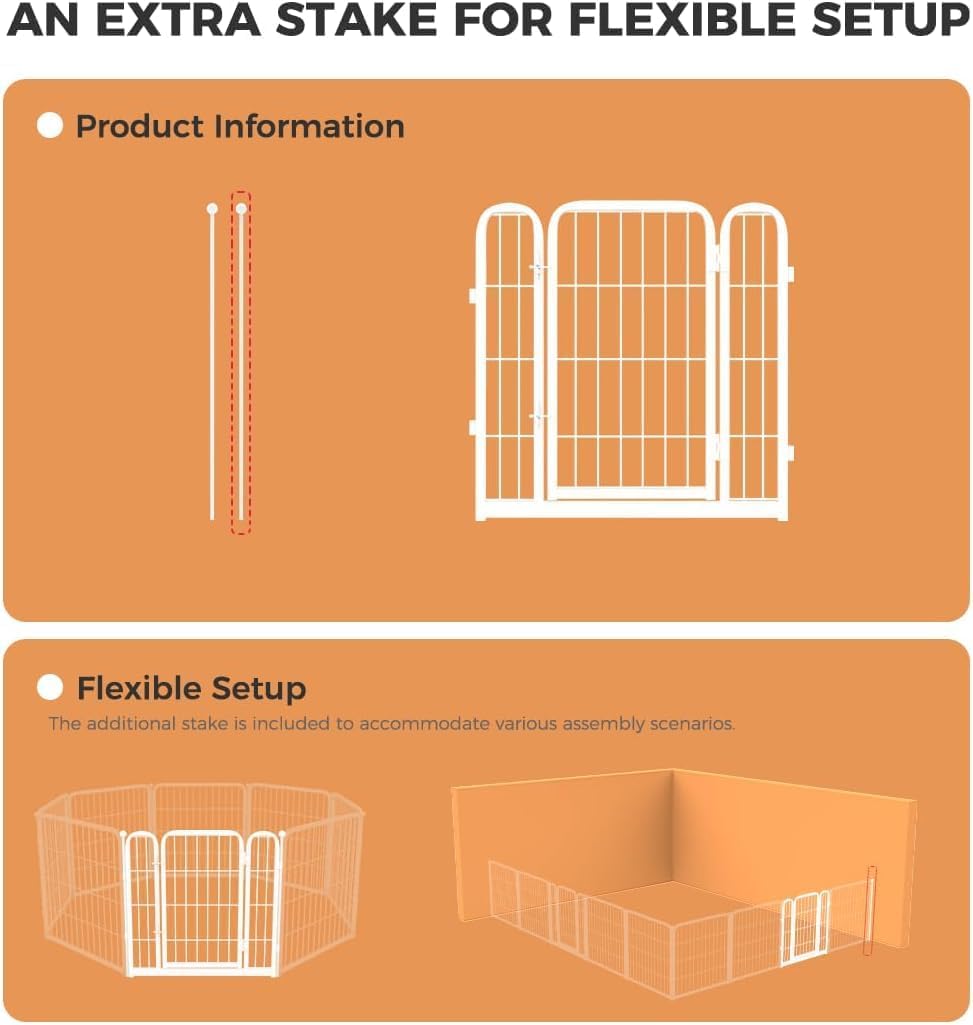 FXW Homeplus Unleashed Dog Playpen Designed for Indoor Use, 1 Add-on Gate, 24" Height for Puppy and Small Dogs, White│Patented