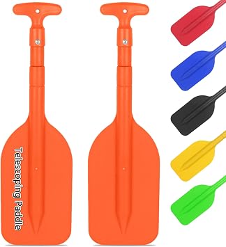 DEDU Boat Paddle Telescoping 2 Pack, Boat Oars Collapsible Emergency Paddle 21"-43" Adjustable, Telescoping Canoe Paddle Aluminum Shaft Anti Slip for Kids and Adults