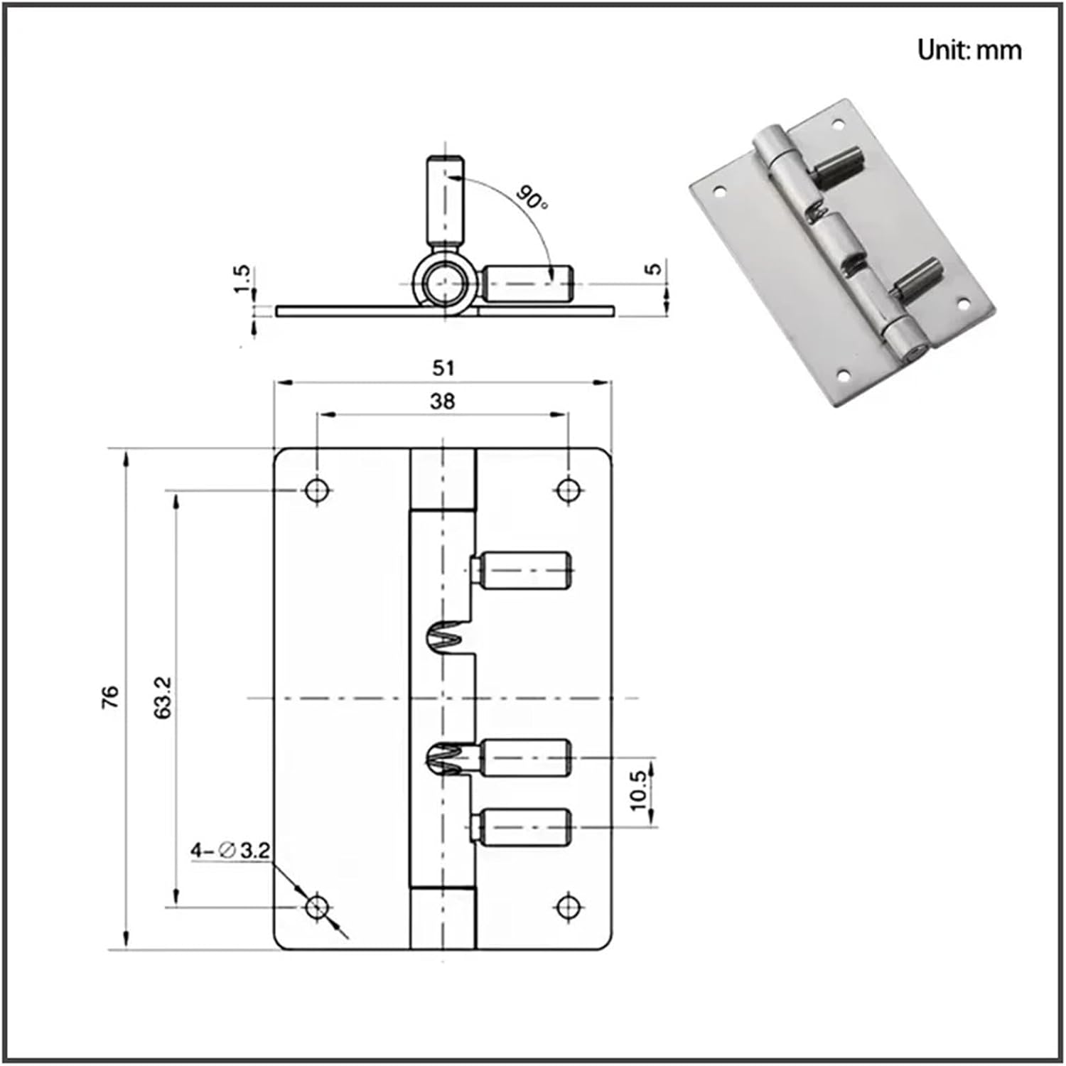 Adjustable Square Spring Electrical Equipment Distribution Boxes Stainless Steel Door Hinges 1Pcs