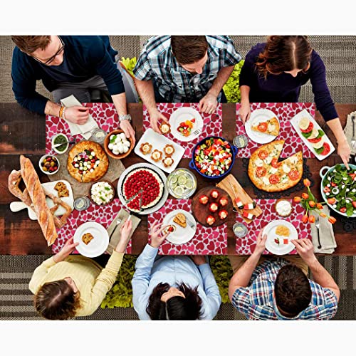 Fitable Valentine’s Day Placemats For Dining Tables Set Of 6 - Waterproof Red/Pink Love Heart Place Mats Vinyl Non-Slip Table Mats For Valentines Dinner, Wedding Party Table Decor, 12X18 Inch #TOP6