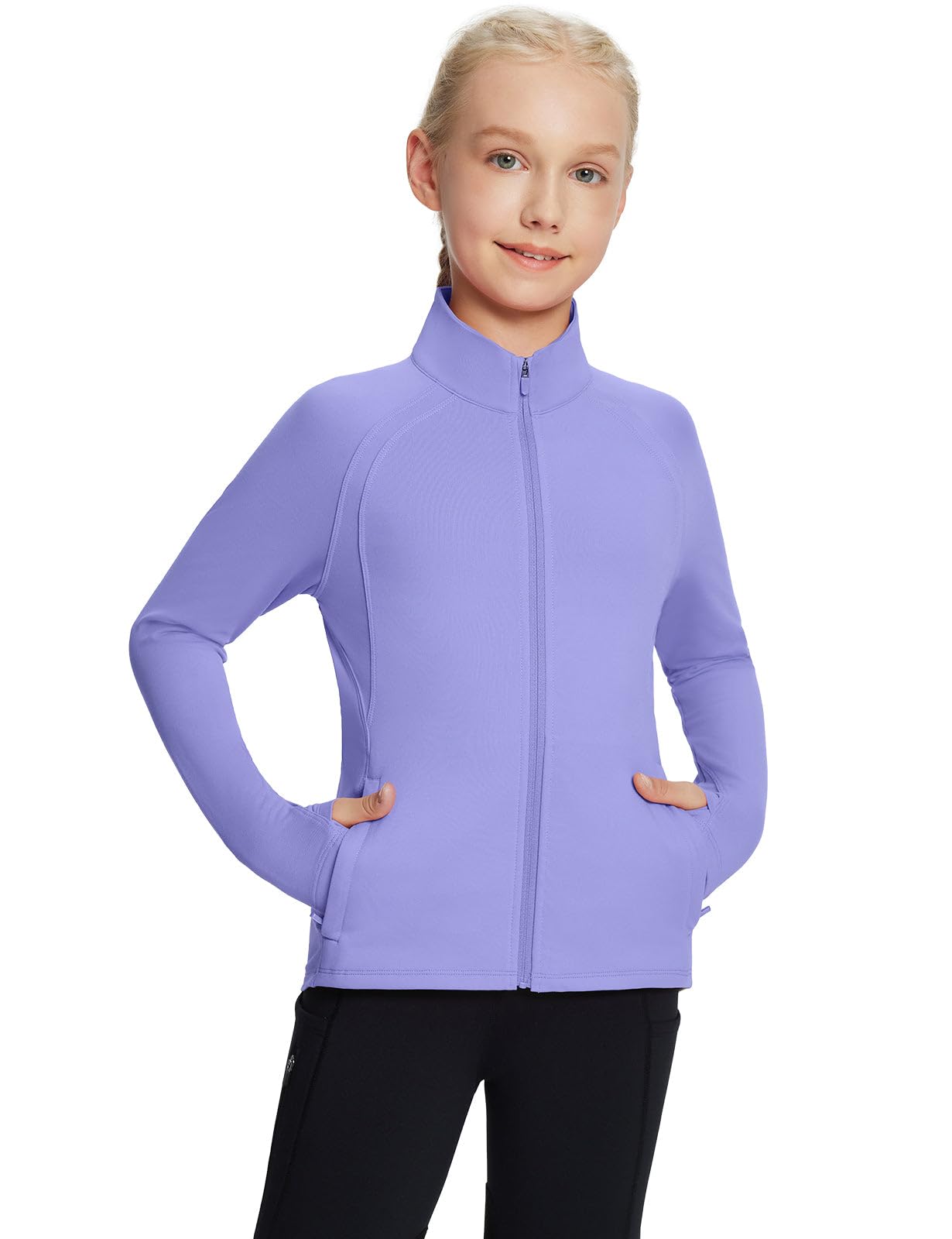 baleaf Kid's Fleece Jacket Full-Zip Raglan Sleeve Riding Shirts