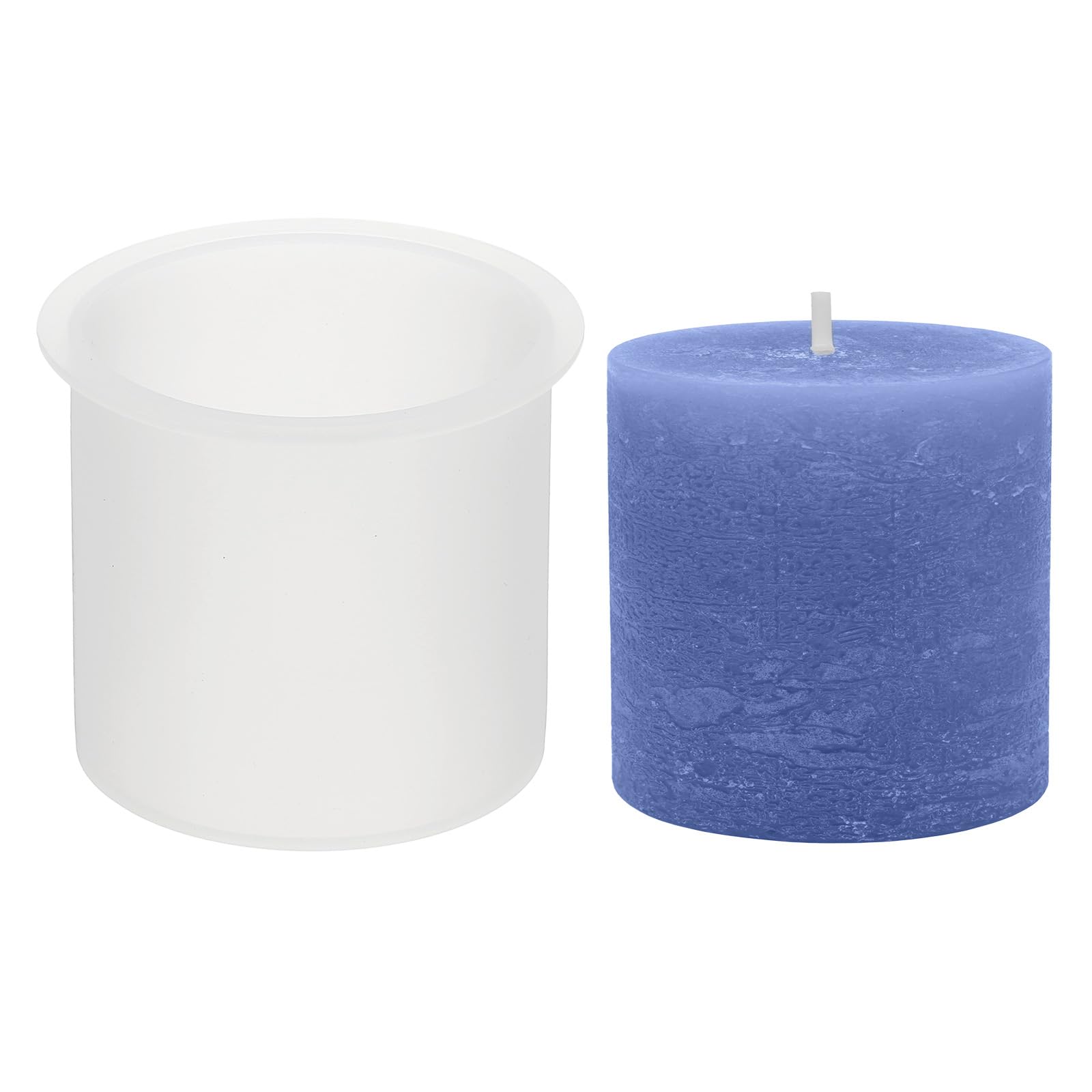 PATIKIL 3.7 Inch Resin Mould for Candle Making, Cylinder Silicone Moulds for Epoxy Resin Blank Casting Mould for DIY Craft Home Decorations Making Tool, White