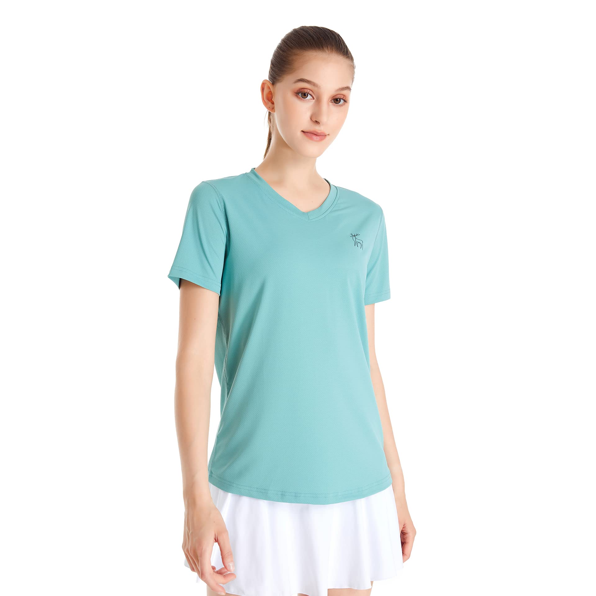 MAXERIA 3 Pack Short Sleeve Workout Tops for Women Jacquard V Neck T Shirts for Women Active Dry Fit Shirts Women