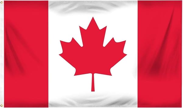 Canada Flag 5ft x 3ft with Brass Eyelets   Polyester Canadian Flag Banner for Canada Day, National Celebrations, Home & Garden Display