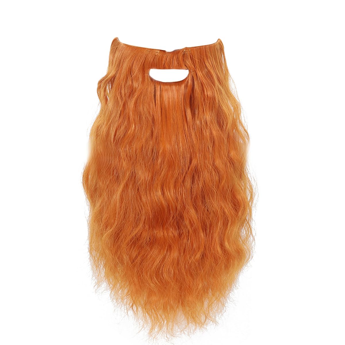 FVCENT Fake Long Beard Men's Mustache Old Man Long Plush Beard Male Makeup Cosplay Stage Performance Party Costume Supplies (Long Curly Orange)