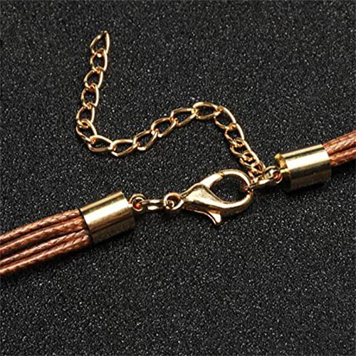 Women's Feather Necklace, Feather Leaf Diamond Black Leather Rope Multi-Layer Tassel Necklace Ladies Clavicle Chain (Ancient Silver + Black) #TOP7
