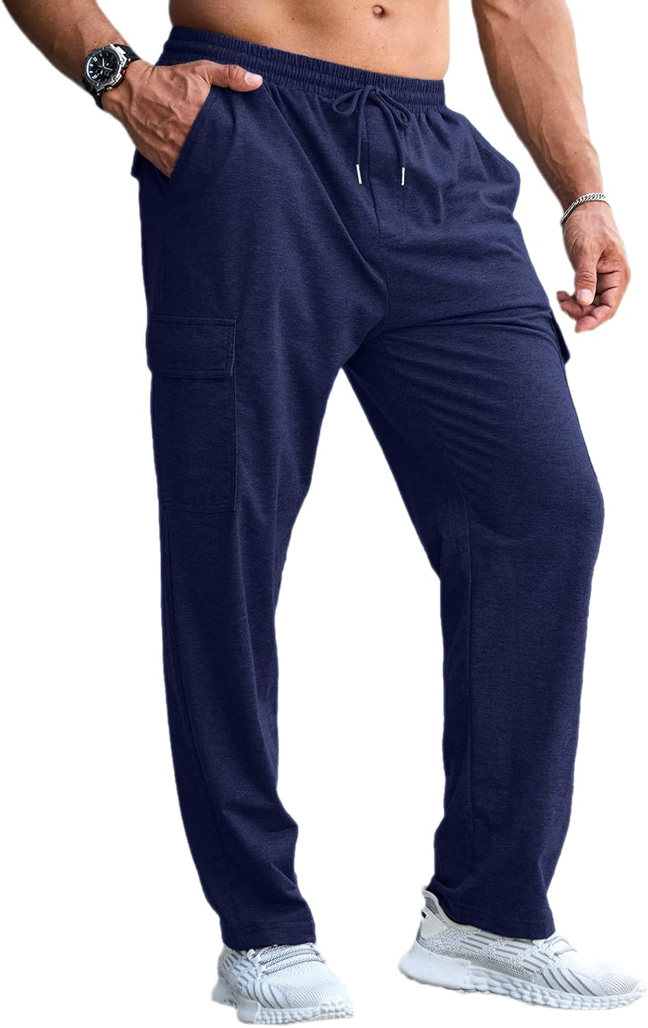 CTU Mens Fashion Baggy Sweatpants Lightweight Workout Cargo Sweatpants Athletic Pants Open Bottom Joggers with Pockets - Image 7