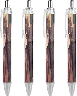 Little Woman in Anime Retractable Ballpoint Pen with Black Ink | Ballpoint Pens Black Medium Point 0.5mm Pen with Comfort Grip Fudge Ballpoint Pen for Men Women Journaling and Office