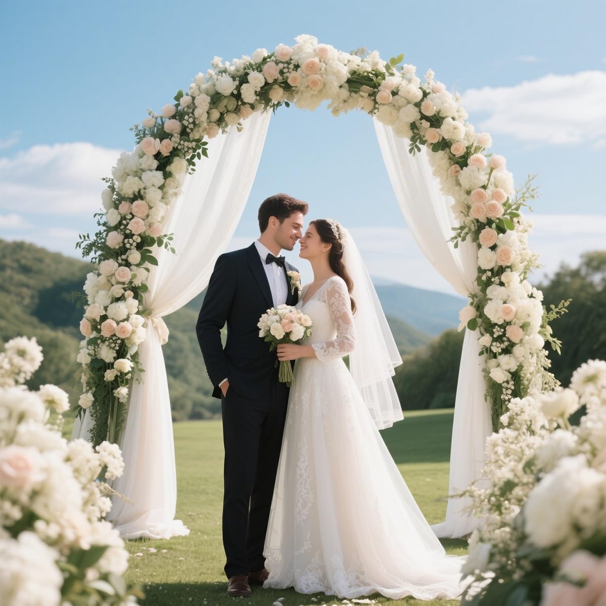 Arco Rampicanti Archi Giardino 120 180 200 240, Sostegno Pergolato in Metallo per Rose Fiori Piante Vite, Supporto per Decorazioni Nozze Esterni e Interni(Nero,W180 x H250 x D40 cm)