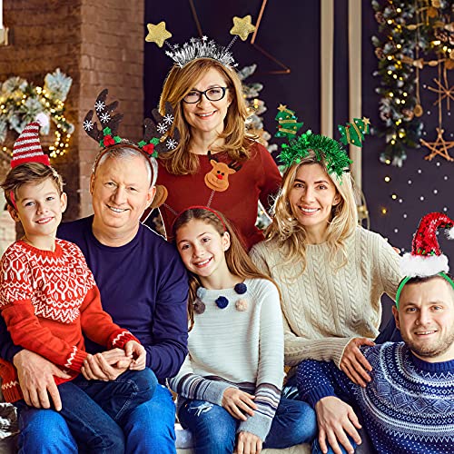 Lurrose Tiaras de Natal, chapéus de festa de elfo, árvore de Natal, renas para cabeça, lantejoulas d