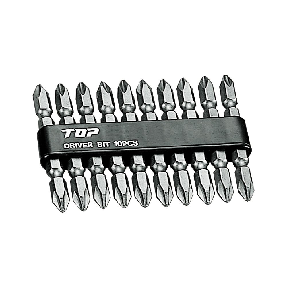TOP DB2-6510 Driver Bit for Electric Drills, Magnetic Catch + No.2, Total Length 2.6 inches (65 mm), Pack of 10, Civil Engineering, Construction Tools, Made in Japan