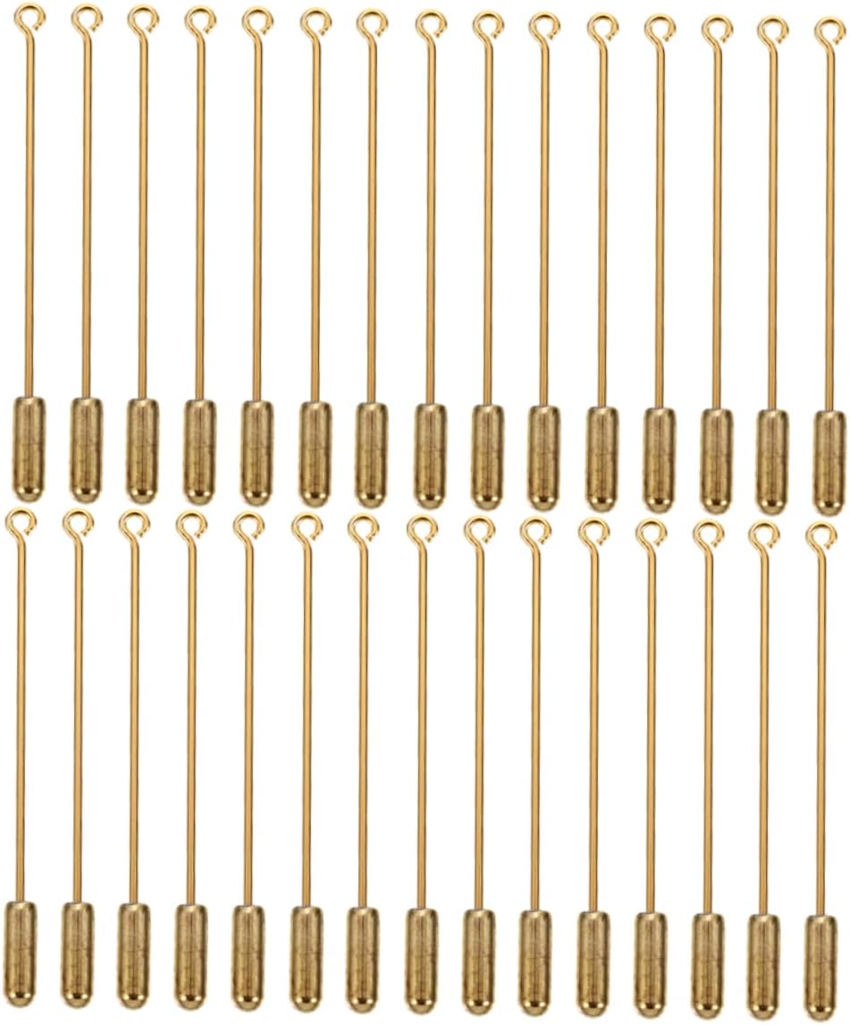 30PCS Copper Brooch Base Long Needle Eye Pins with Stopper Ends Versatile Scarf Pins for Handmade Jewelry Durable Crafting Accessories for Hats and Scarves