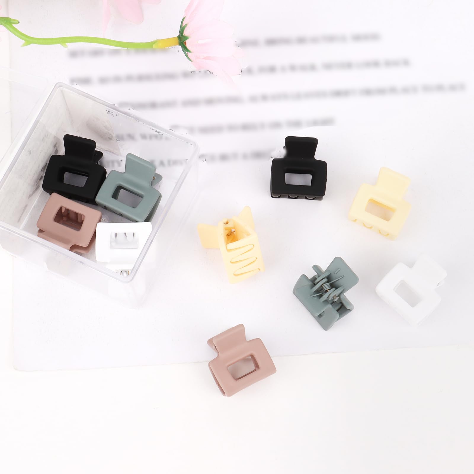 10 Pack Small Square Hair Claw Clips (1.65cm) - Modern Colors, Lightweight Mini Hair Grips for Fine/Thin Hair, Secure Hold Claw Clips for Daily Use, Travel & Parties - Portable Box Set - Image 4