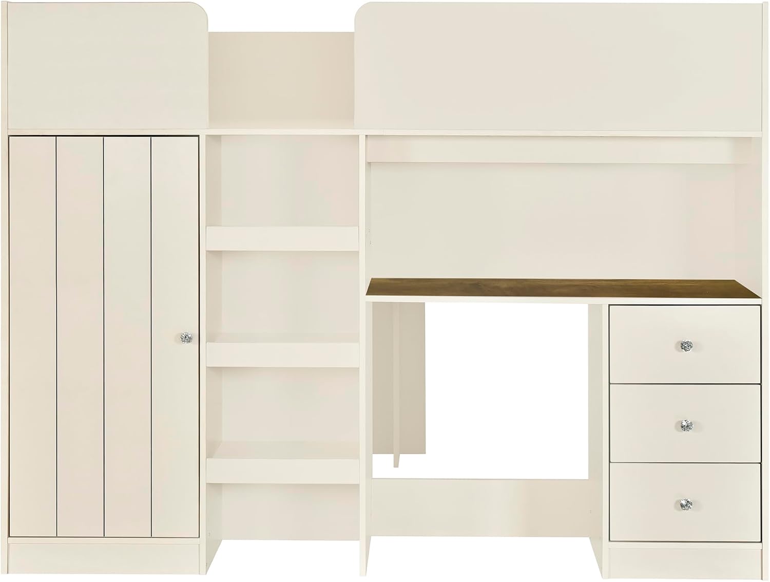 Assembled Harper & Bright Designs Full Size Loft Bed with Desk and Storage, showing the overall structure.