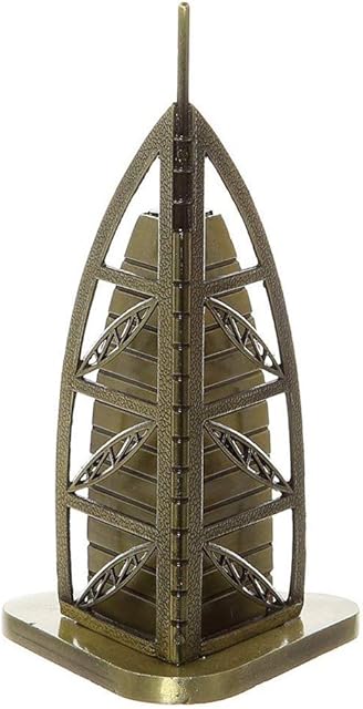 SUPERPOWER® Bronze 6.3 Inch Dubai Burj Al Arab Model Metal Sculpture Statue Famous Building Collectible Figurine Crafts for Personalized Gifts Bedroom Tabletop Home Décor Souvenir