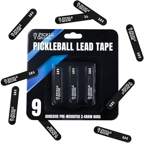 Paquete de 9 cintas de plomo ponderadas de 0.11 oz para paletas de pickleball - Cinta adhesiva precortada de plomo para remo para mejorar el