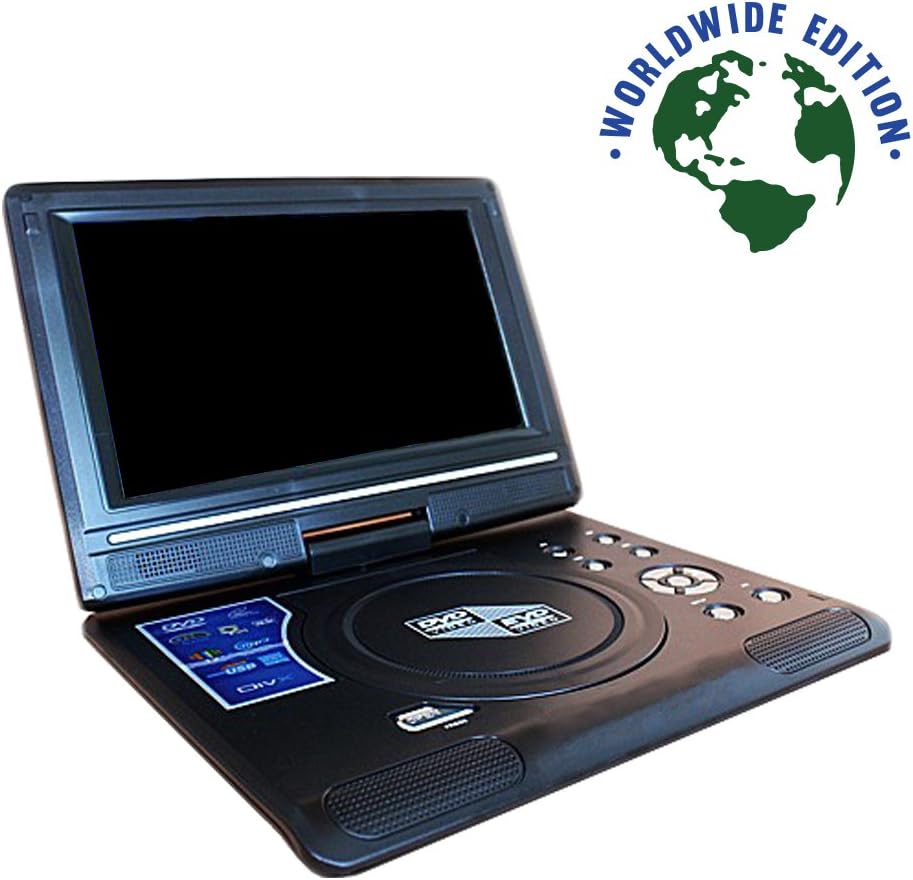 WORLDWIDE USE Portable DVD player 9.8" Region Free Dual Voltage 110-220V (ACUCRAFT® USA Plug Kit - Lifetime Warranty)