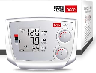 BOSCH + SOHN boso medicus family – Partner-Blutdruckmessgerät mit 2 Speicher-Plätzen, großem Display und Arrhythmie-Erkennung – Inkl. Universal-Manschette (22-42 cm)