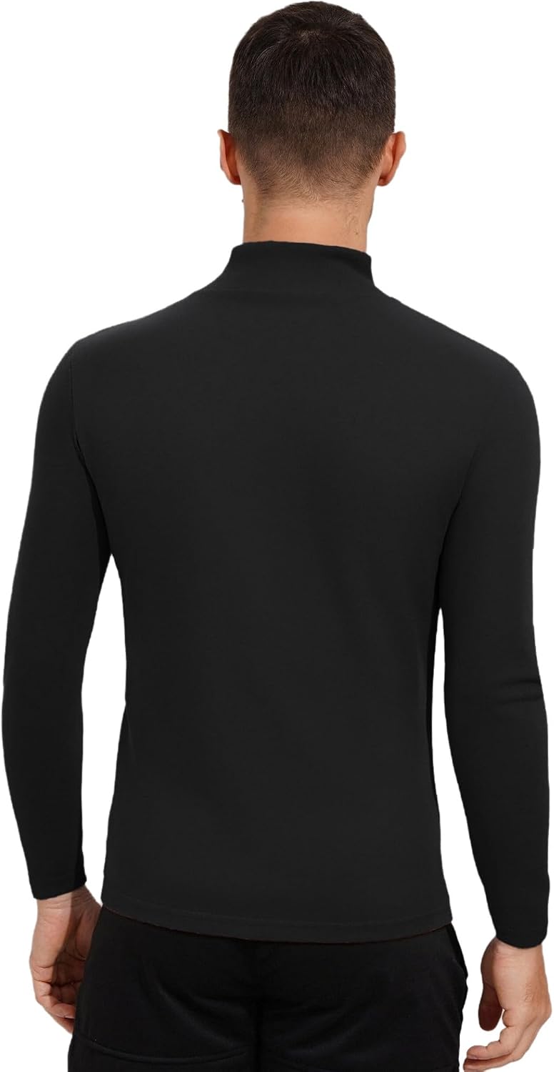 Yhong Men Thermal Tops Long Sleeve Fleece Shirt Winter Warm Underwear Gym Bodybuilding Muscle Tee