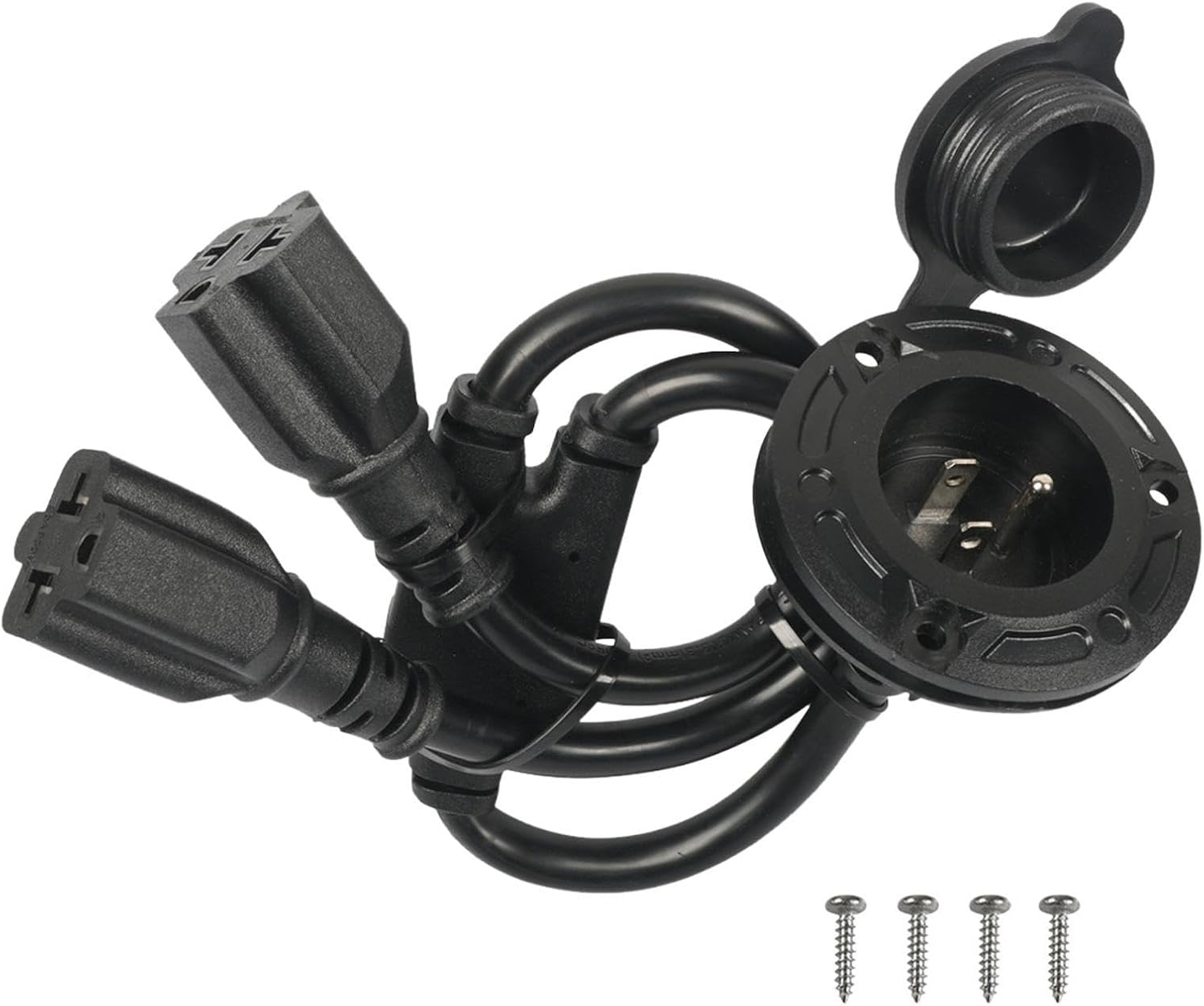 Shore Power Inlet, 20A Waterproof AC Socket, 125V Standard US Power Plug, Marine and Trailer Electrical Connector, Outdoor Battery Box Socket