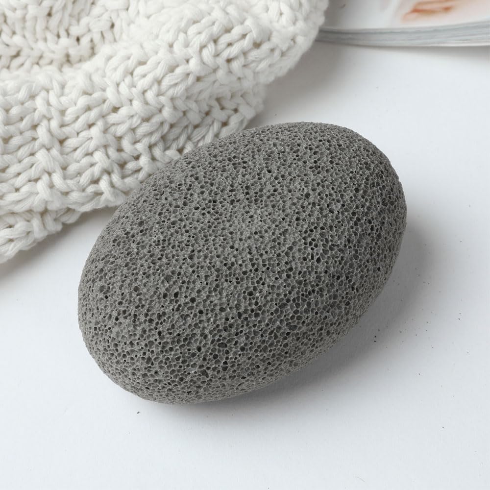 Natural Foot Pumice Stone for Feet, Borogo 4-Pack Lava Pedicure Tools Hard Skin Callus Remover for Feet and Hands Grey