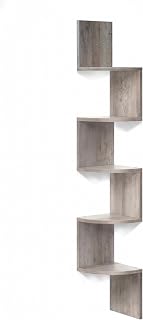 Relaxdays Eckregal, HxBxT: 125 x 20 x 20 cm, 5 Etagen, MDF, Hellbraun
