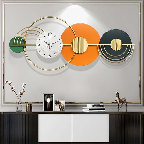 Miniatura 6 de Reloj decorativo de metal grande de 45 pulgadas, 3D, moderno, creativo, de pared, diseño artístico, silencioso, para decoración de sala de estar