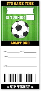 brayqu Soccer Birthday Invitations Boy Soccer Ticket Party Invitations Fill-in (20 Invitation Cards with Envelopes)