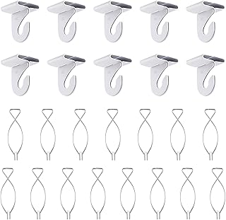 25 Pair Suspended Aluminum Drop Ceiling Hooks, Metal T-Bar Track Clip, White Heavy Duty Ceiling Hooks, Drop Ceiling Clips Hanger Kit for Home Classroom Grid Office & Decorations