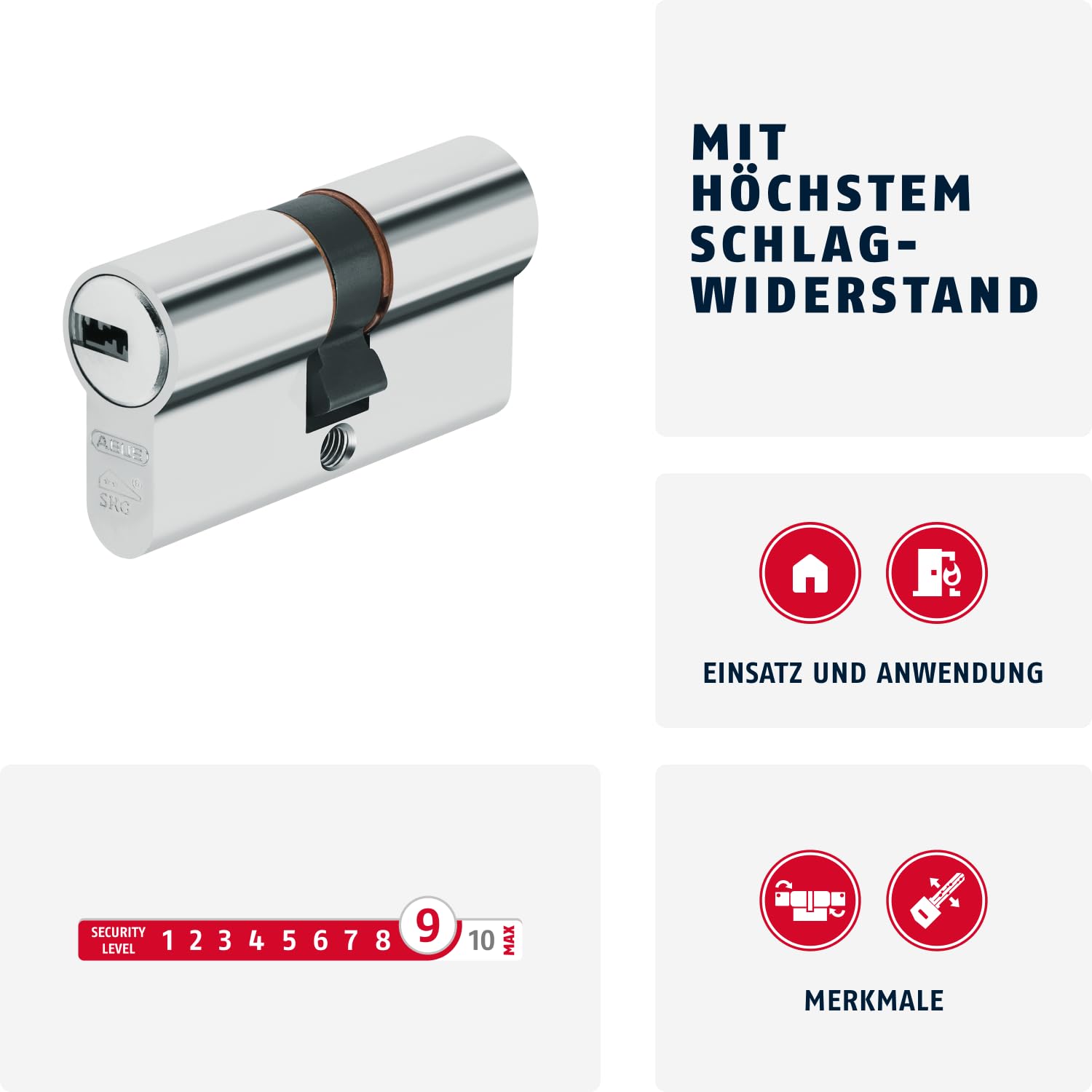 ABUS Profilzylinder XP20SN 30/35 inklusive Sicherungskarte & 3 Schlüsseln, 73716 Nickel