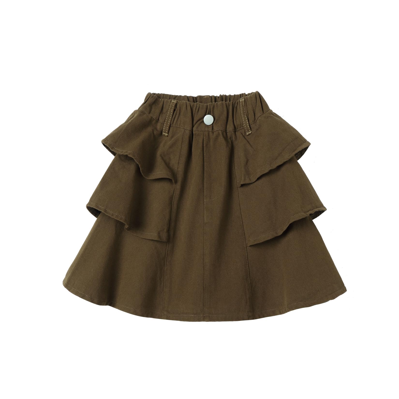 Mud Kingdom Falda vaquera con capas para niñas, cintura elástica, plisada, con volantes, estilo casual