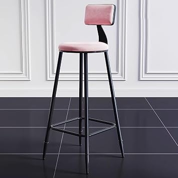 Bar Stool Modern Art Bar Stool, Luxury Counter Height Bar Stool, Velvet Soft Armless Bar Chair, Metal Bar Stool, Pink, 65cm/25.6in