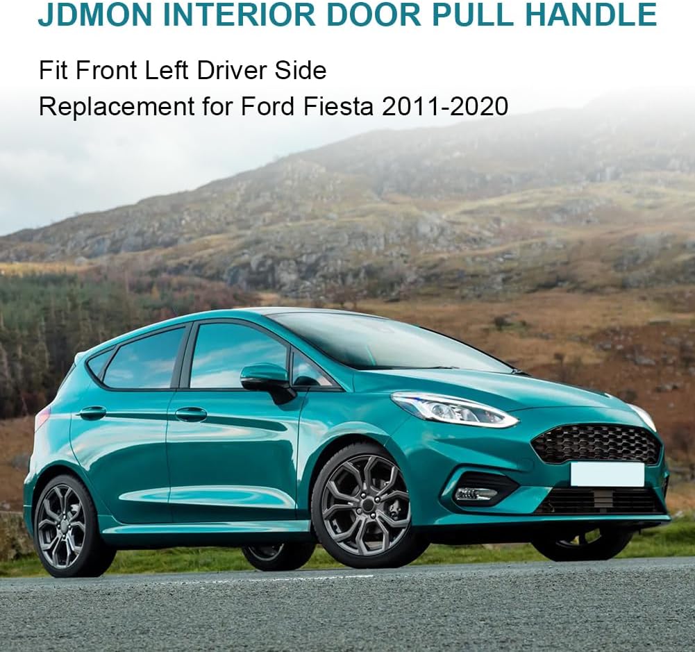 JDMON Front Left Driver Interior Door Pull Handle Replacement for Ford Fiesta 2011-2020 for Manual Window Inner Inside Door Panel Replacement for D2BB-A23943-CA35B8 G2BZ-5823943-JA Black