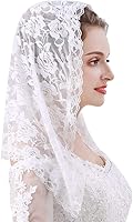 Vista 3 de Lace Mantilla Veil Soft and comfortable 7 Colors Spanish Style Rose Lace Veil Head Covering D
