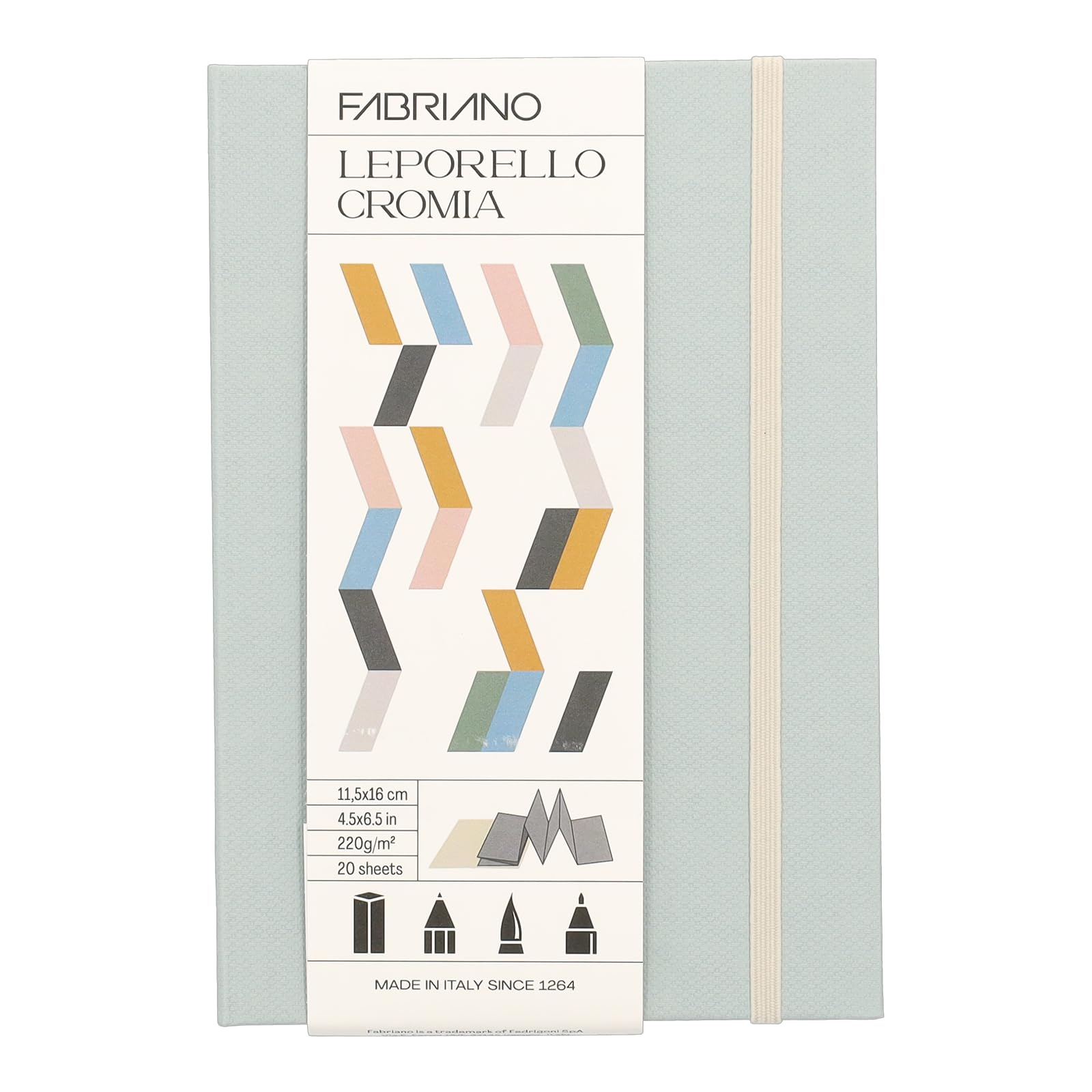 FABRIANO Leporello Cromia 19100720 Sketch Book, Drawing Pad, Sketch Book, Versatile for Pastel, Dry Painting and Watercolour Techniques