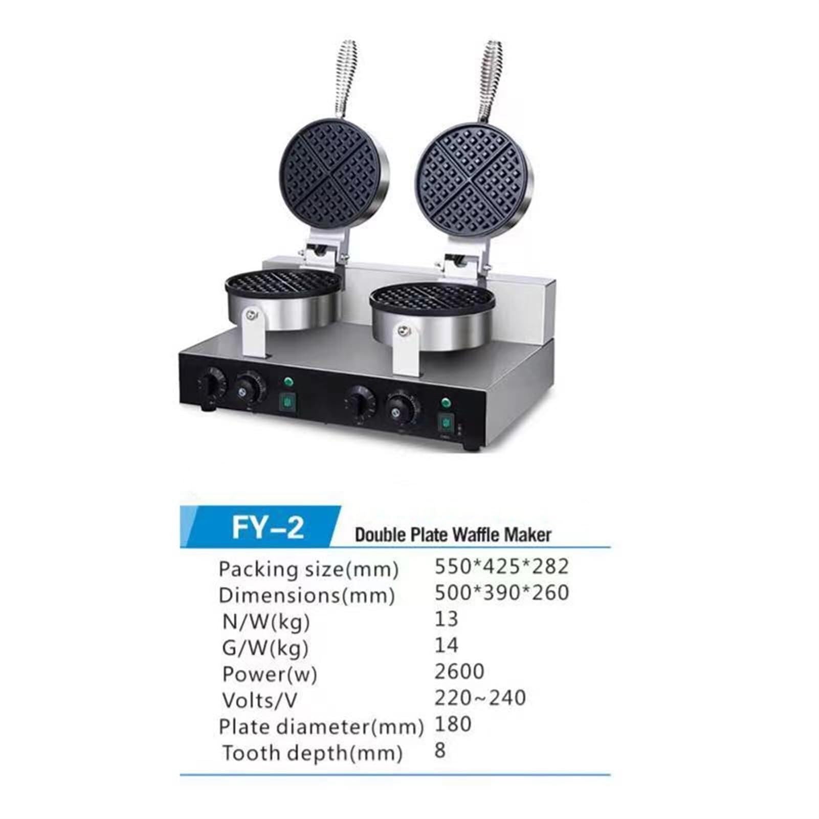 Piastra elettrica a doppia testa per waffle, antiaderente, per cuocere torte, waffle rotondi, elettrodomestico da cucina, macchina per coni gelato, senza fumo, facile da usare e da,