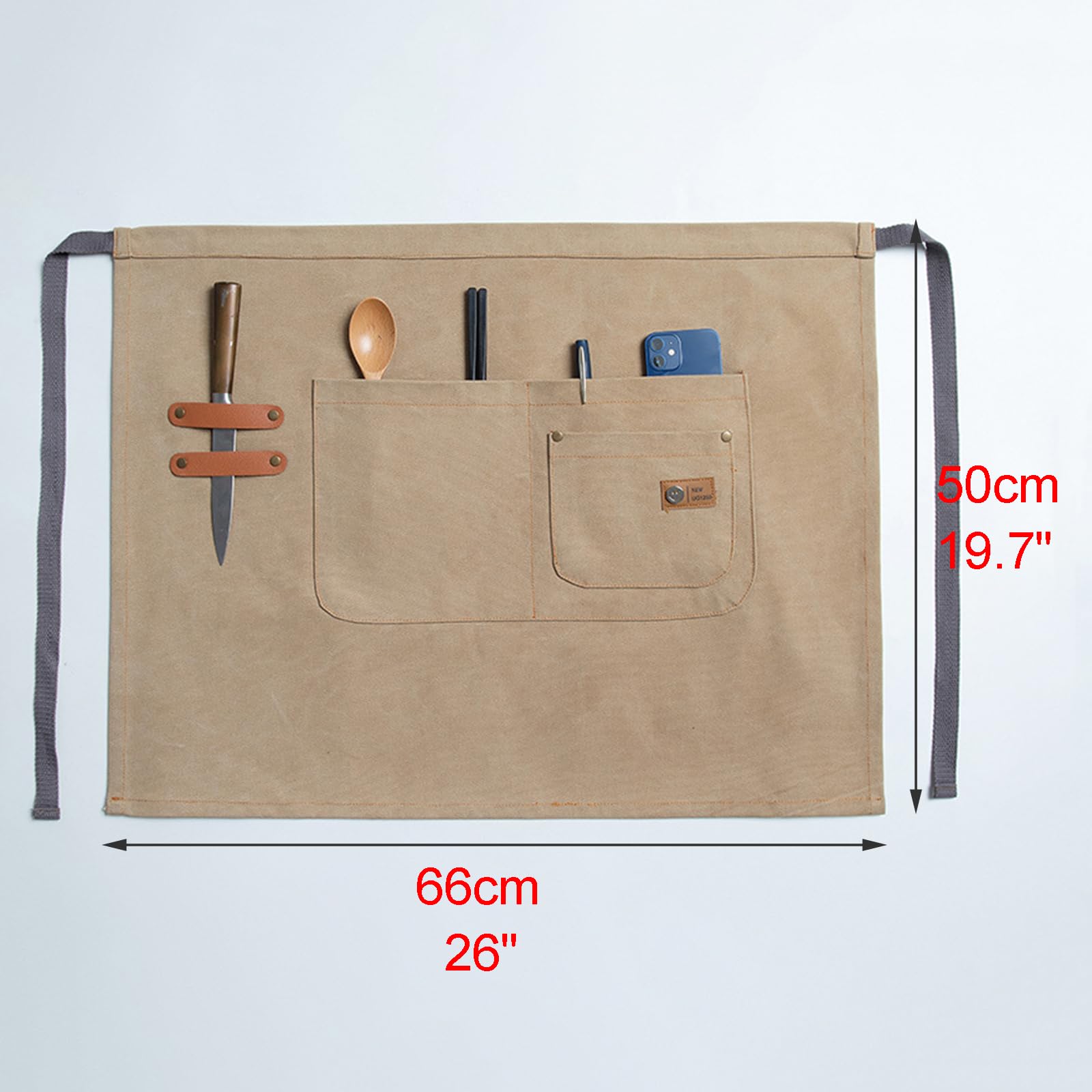 2 Sztuki Fartuchów Serwerowych Z Kieszeniami, Fartuch Damski, Męski, Półfartuch Do Gotowania, Pieczenia, Artystyczny Beige,One Size