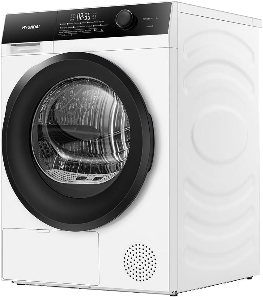 Close-up of Hyundai HSB900A2D dryer control panel with LED display and program options