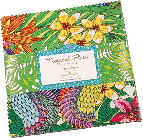 Wilmington Prints Fabrics Tropical Flair Hello Angel 5 Karat Crystals Charm Pack Squares