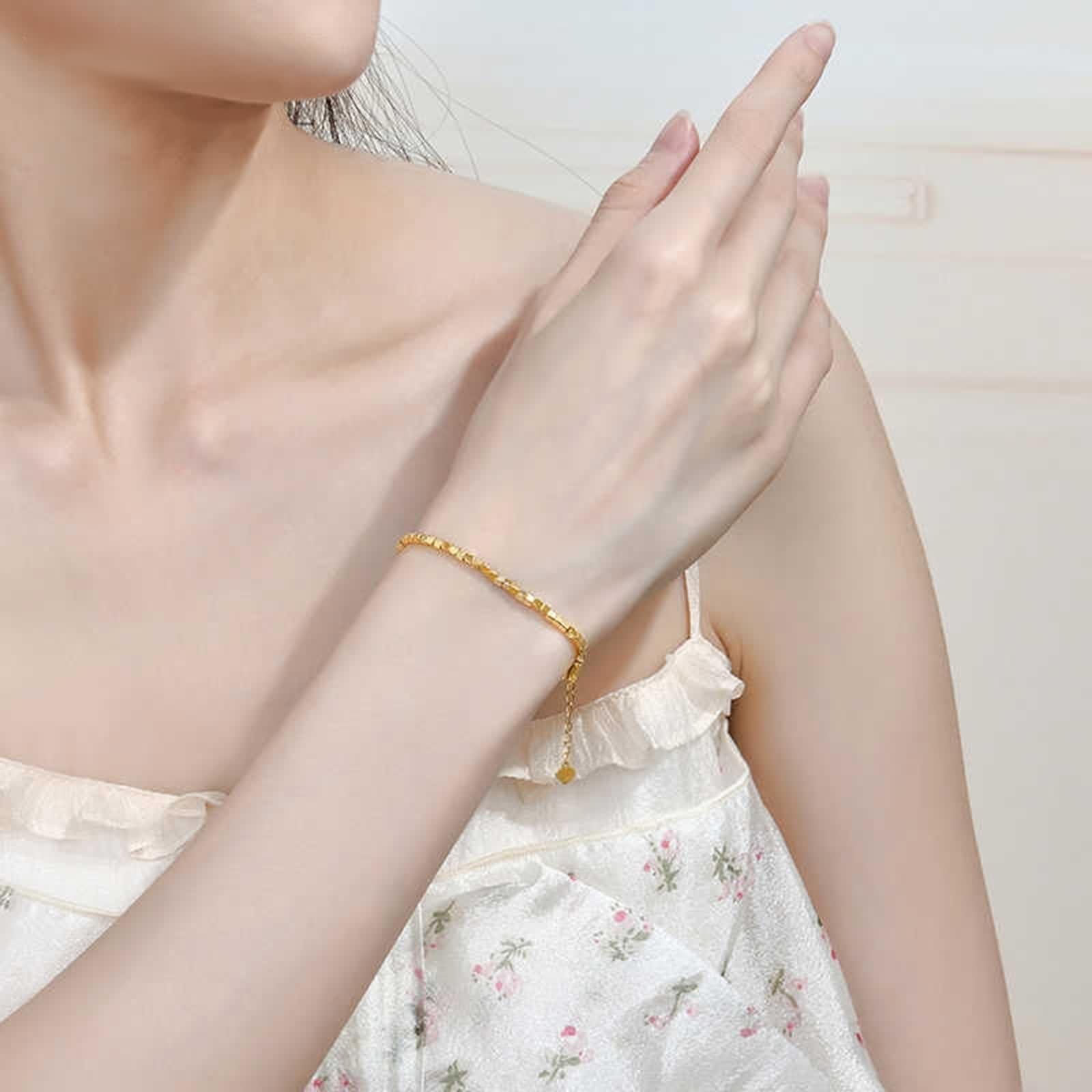 Pulsera de moda para mujer, pulsera de joyería geométrica, joyería de oro amarillo, moda para mamá, esposa, novia