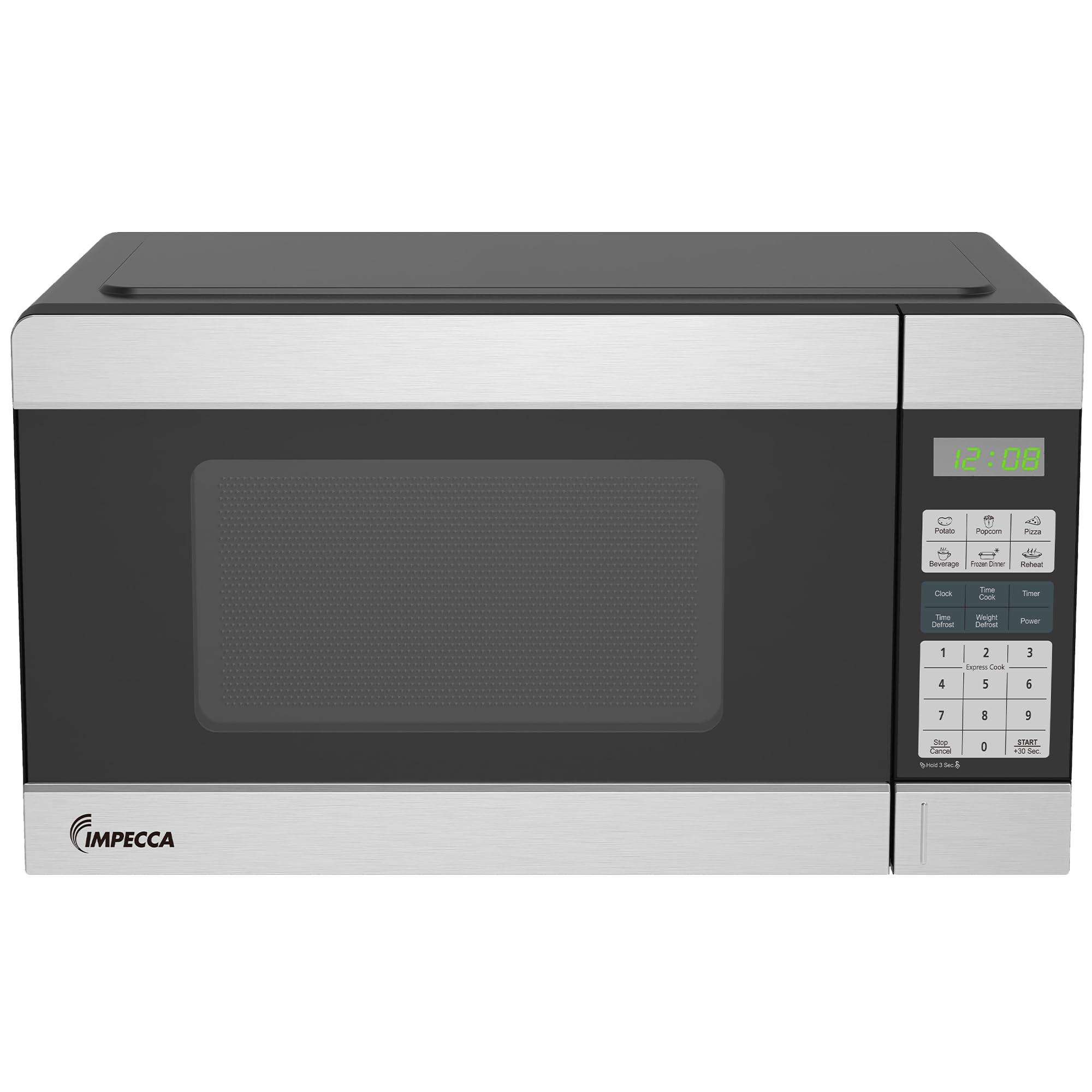 Impecca Countertop Microwave 1000 Watts, 1.1 Cu. Ft - Microwave Oven with LED Light & Child Lock - 6 one-Touch Menus, 10 Power Levels, Perfect for Apartments and Dorms - Easy Clean, Stainless Steel