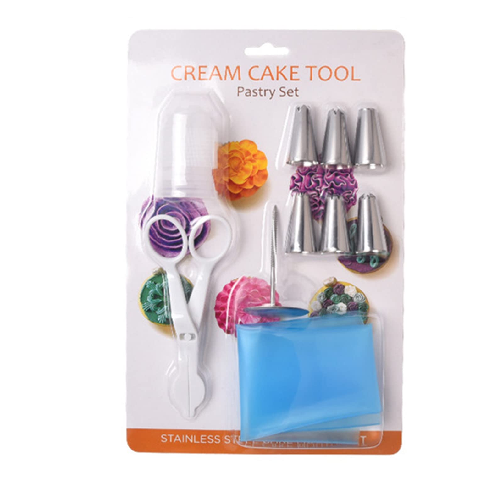 Set Di 4 Accessori Per Decorazione Torte: 3 Forbici In ABS Per Crema E 1 Bastoncino In Alluminio A Doppia Punta (Rosa E Giglio), Riutilizzabili